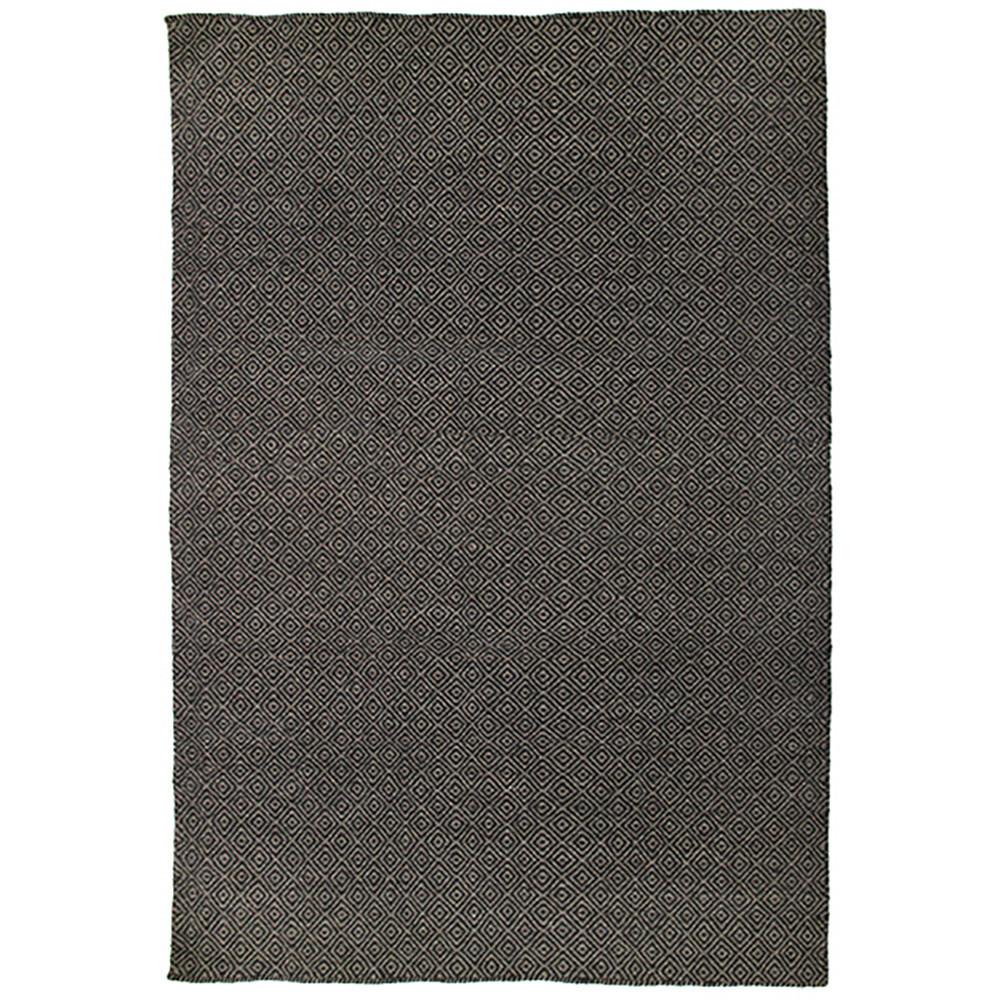 Chalet Rug Diamonds Black/Beige 160x230cm-Wool Rug-Rugs 4 Less