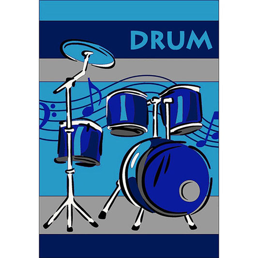 Drums Small Rug Blue 90x130cm-Theme Rug-Rugs 4 Less