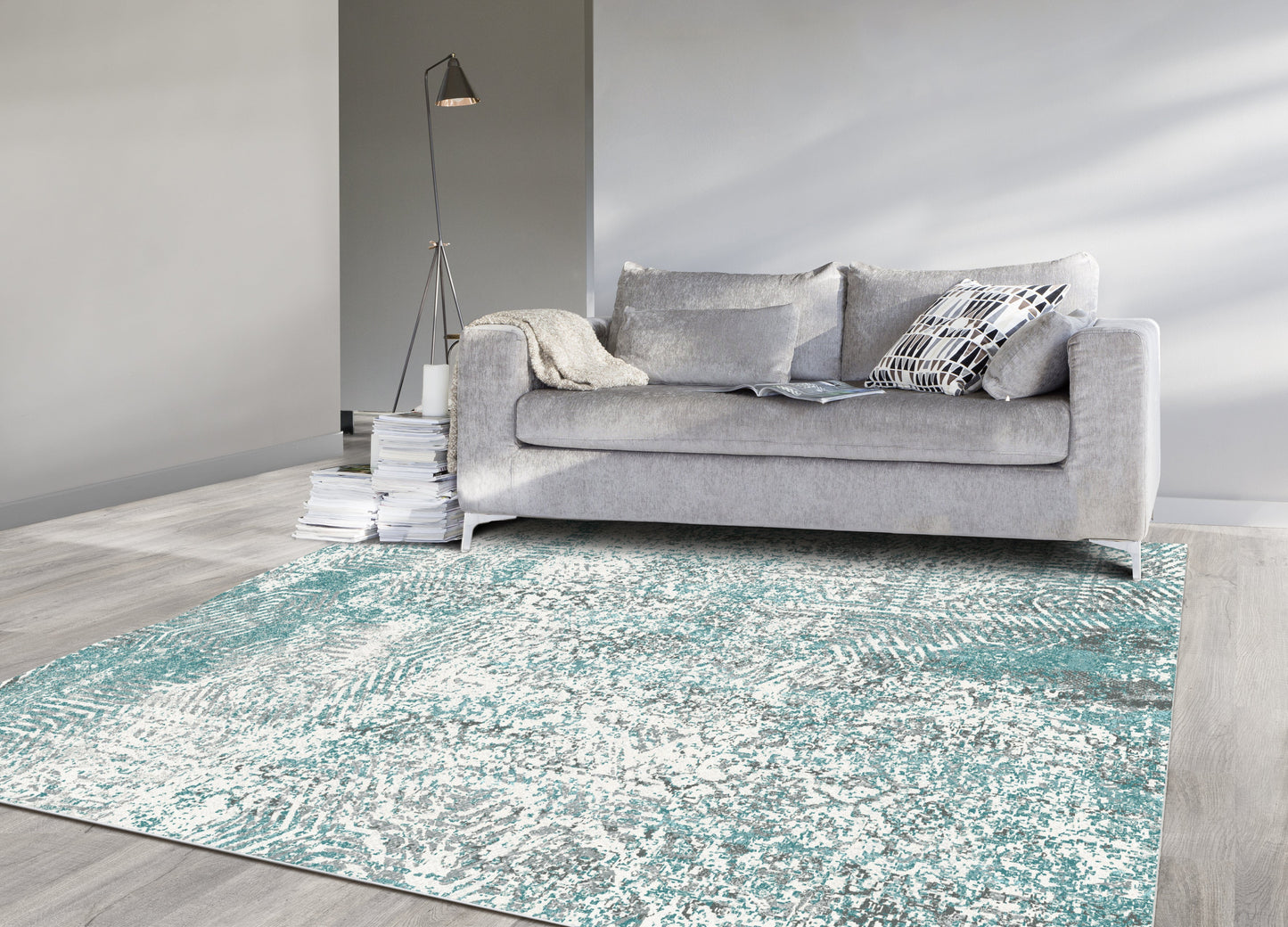 Echo 503 Grey Teal Washable Rug