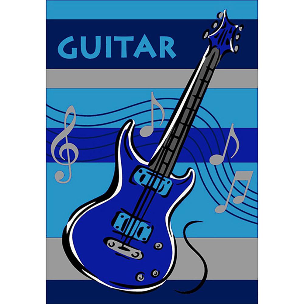 Guitar Rug Blue 110x160cm-Theme Rug-Rugs 4 Less