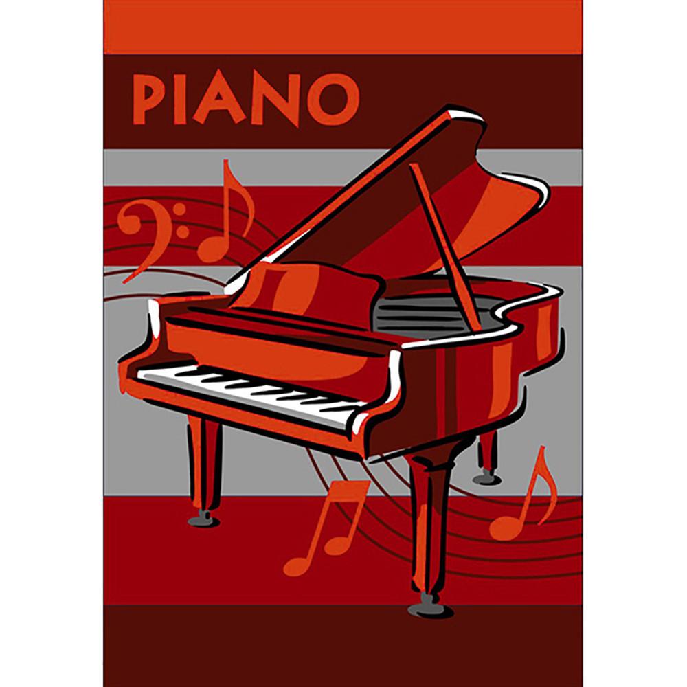 Piano Rug Red 110x160cm-Theme Rug-Rugs 4 Less