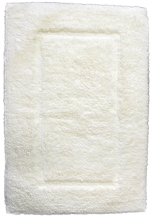Luxury Border Cotton Bath Mat Cream-Bath Mat-Rugs 4 Less