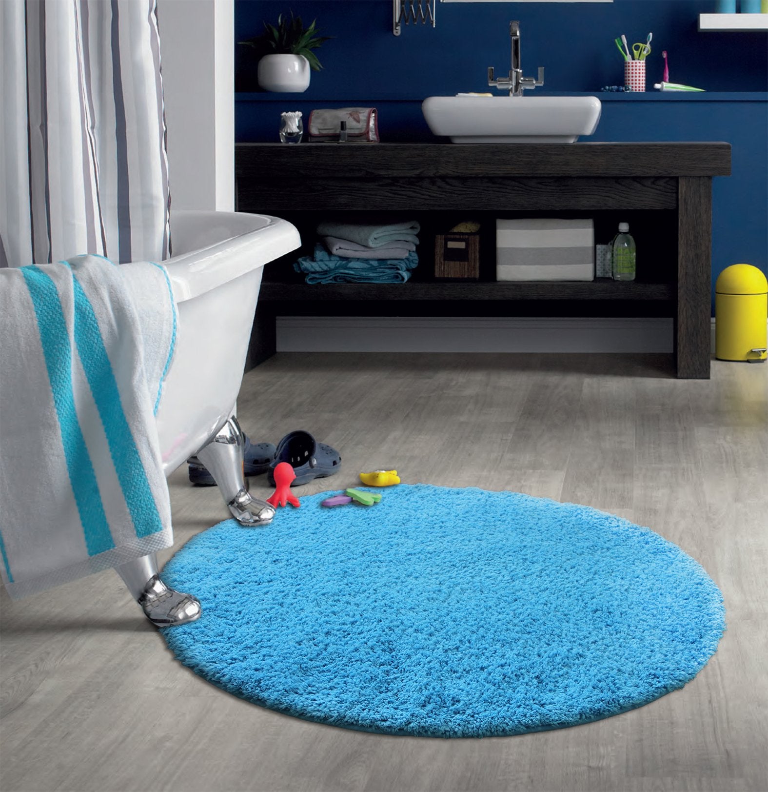 Drylon Round Mat Blue-Round Mat-Rugs 4 Less