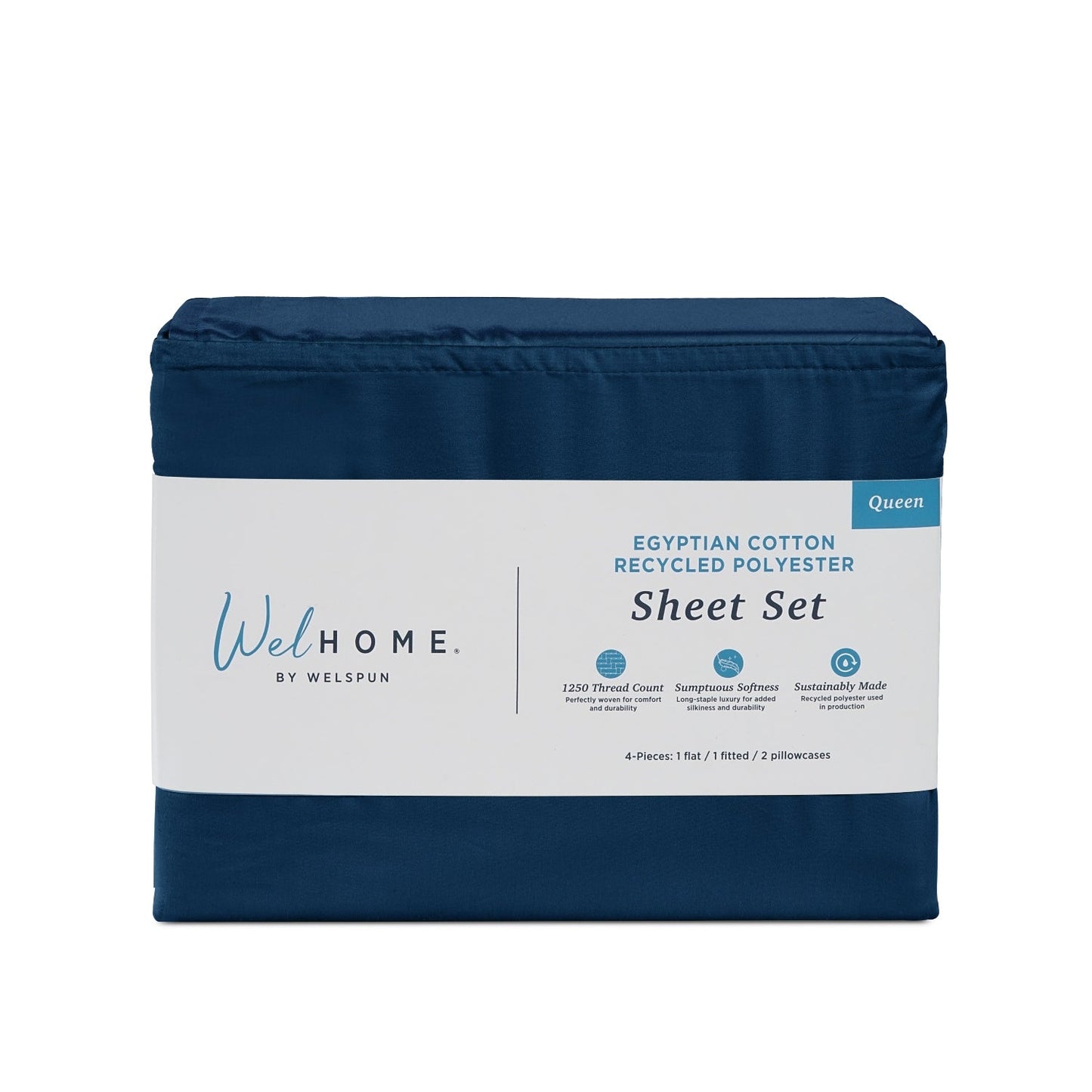 1250TC Egyptian Cotton Rich Bed Sheet Set in Marine Deep