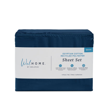 1250TC Egyptian Cotton Rich Bed Sheet Set in Marine Deep