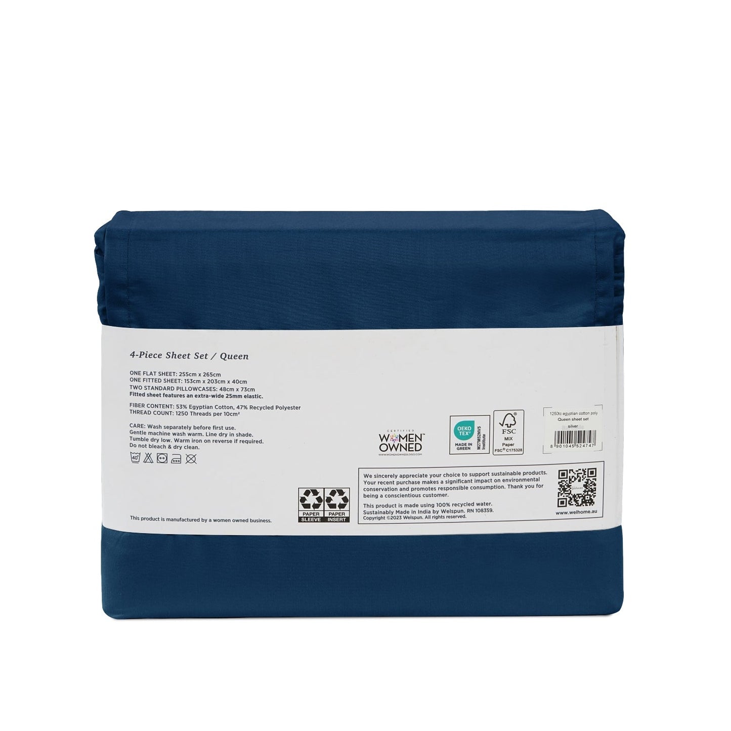 1250TC Egyptian Cotton Rich Bed Sheet Set in Marine Deep