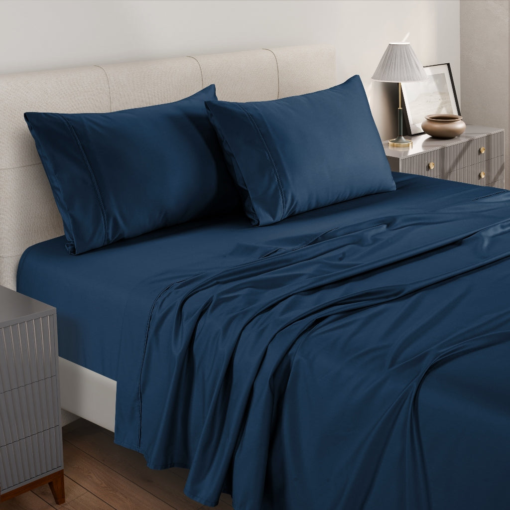 1250TC Egyptian Cotton Rich Bed Sheet Set in Marine Deep