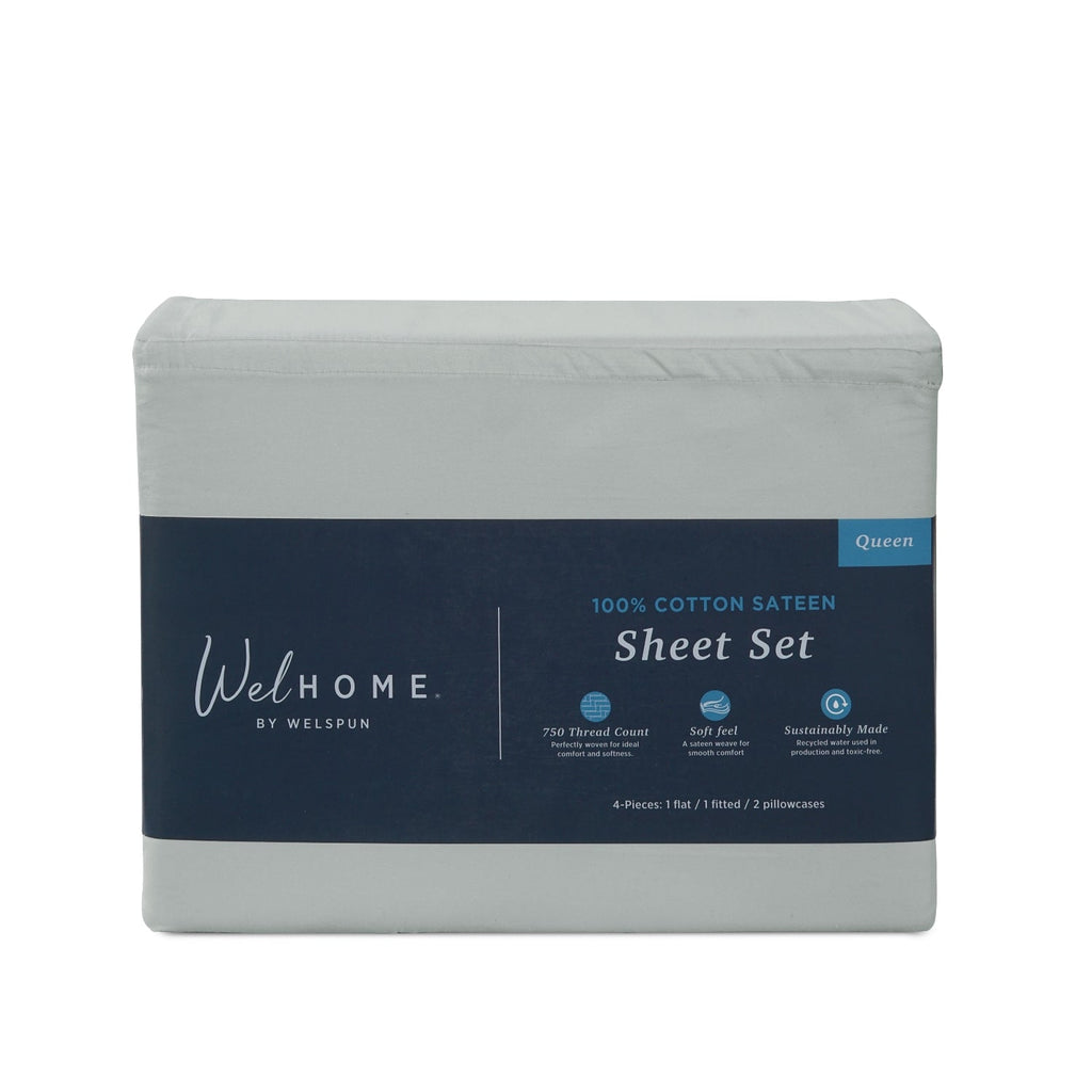 750TC Cotton Bed Sheet Set in Quiet Grey