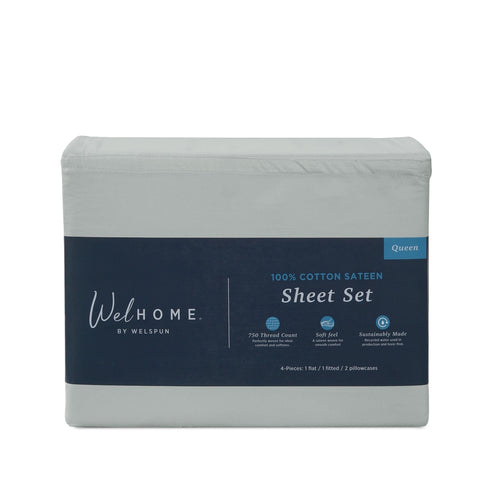 750TC Cotton Bed Sheet Set in Quiet Grey