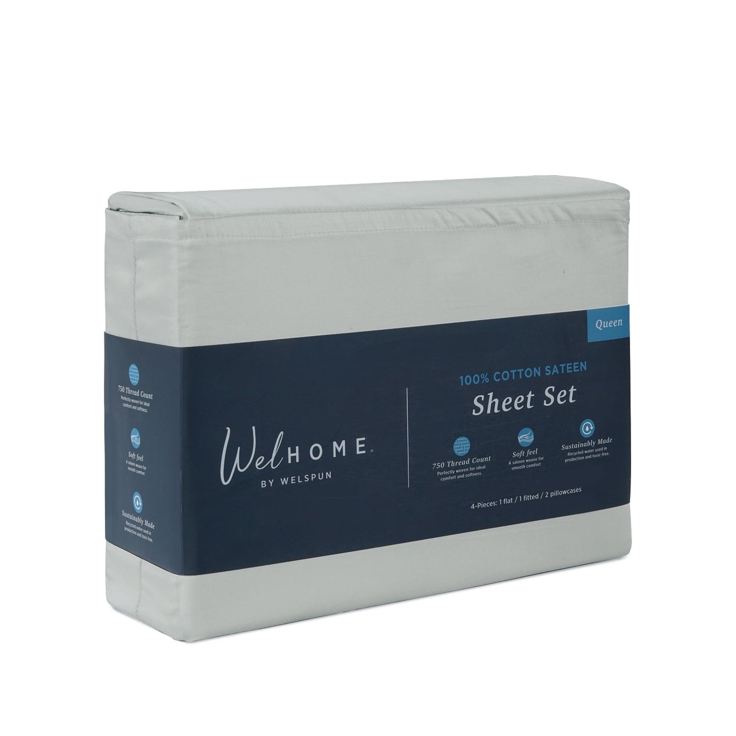 750TC Cotton Bed Sheet Set in Quiet Grey