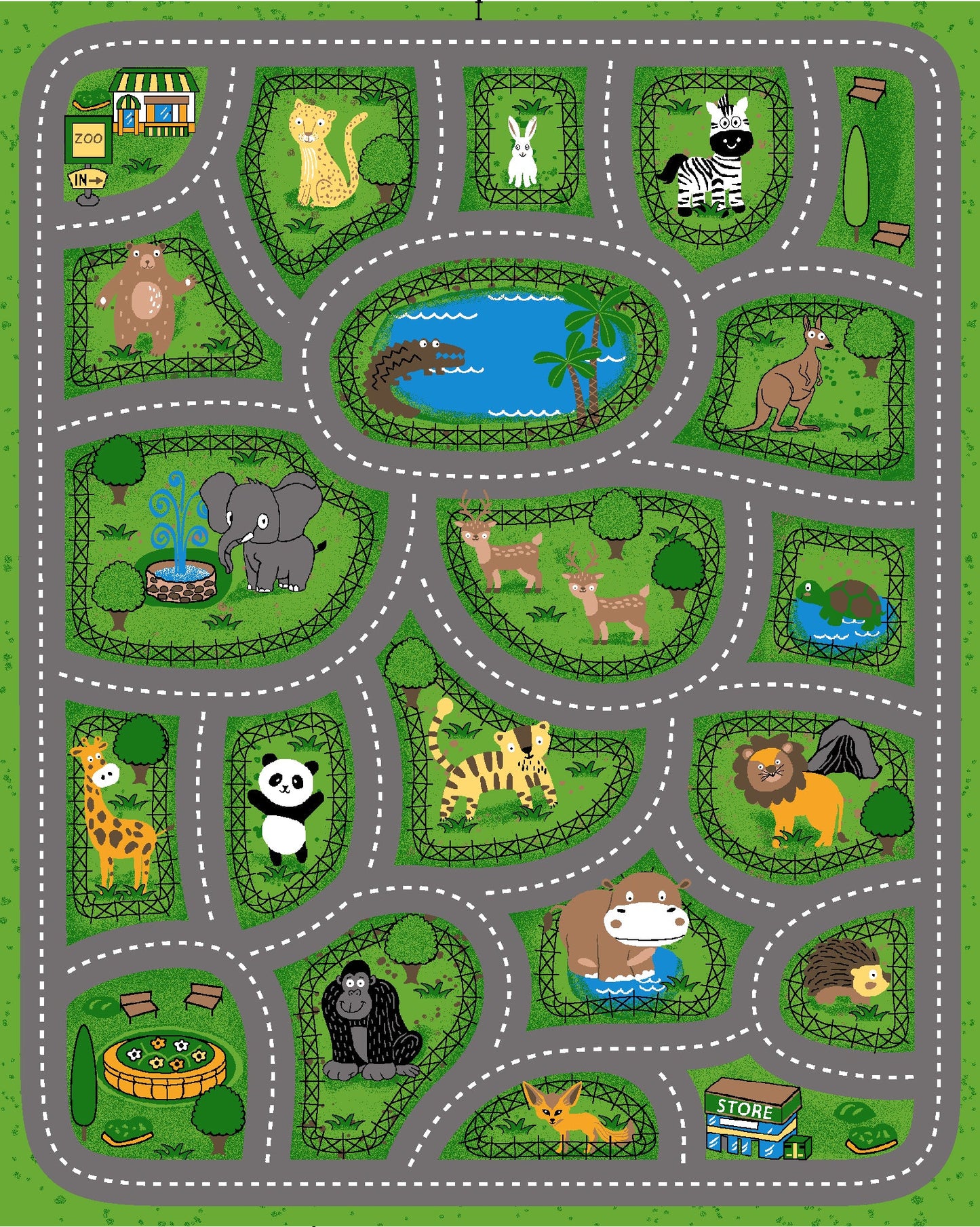 Zoo Kids Car Play Mat in Size 160cm x 200cm