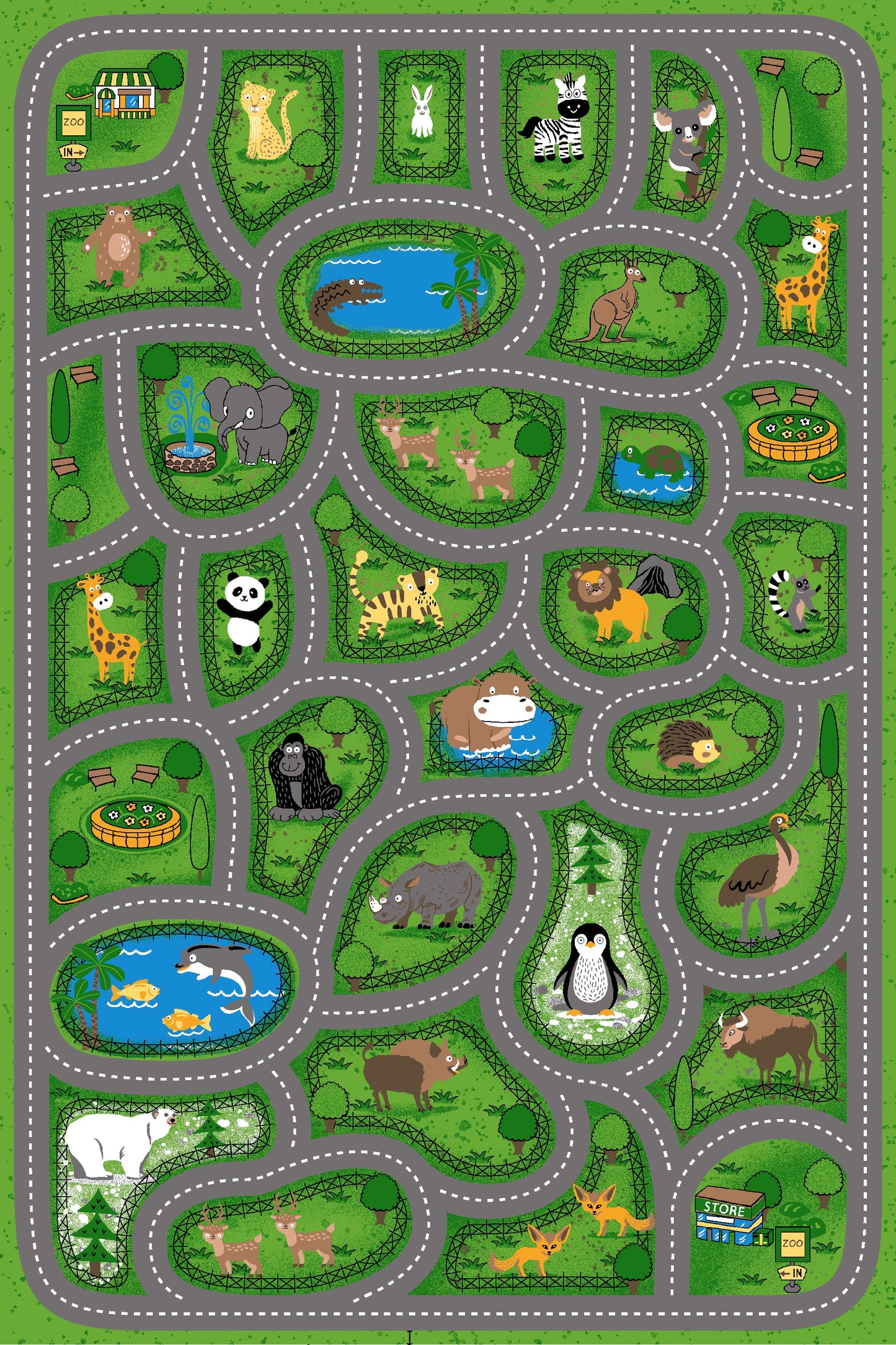 Zoo Kids Car Play Mat in Size 200cm x 300cm