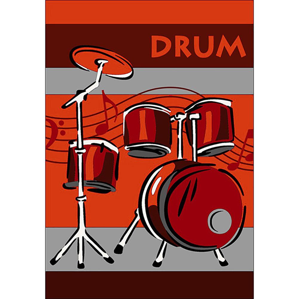 Drums Small Rug Red 90x130cm-Theme Rug-Rugs 4 Less