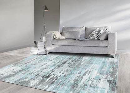 Echo 303 Grey Teal Washable Rug