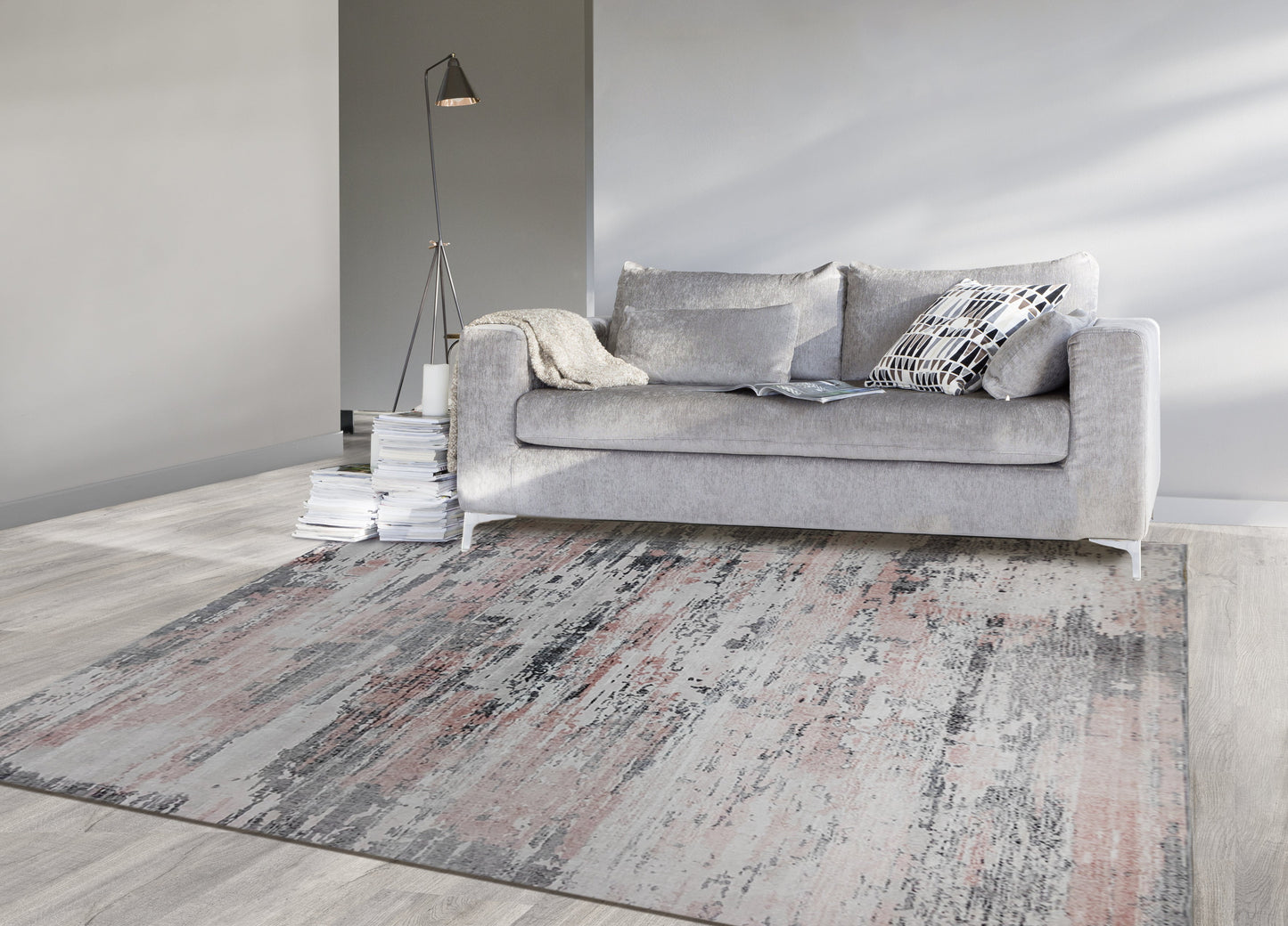 Echo 109 Grey Pink Washable Rug