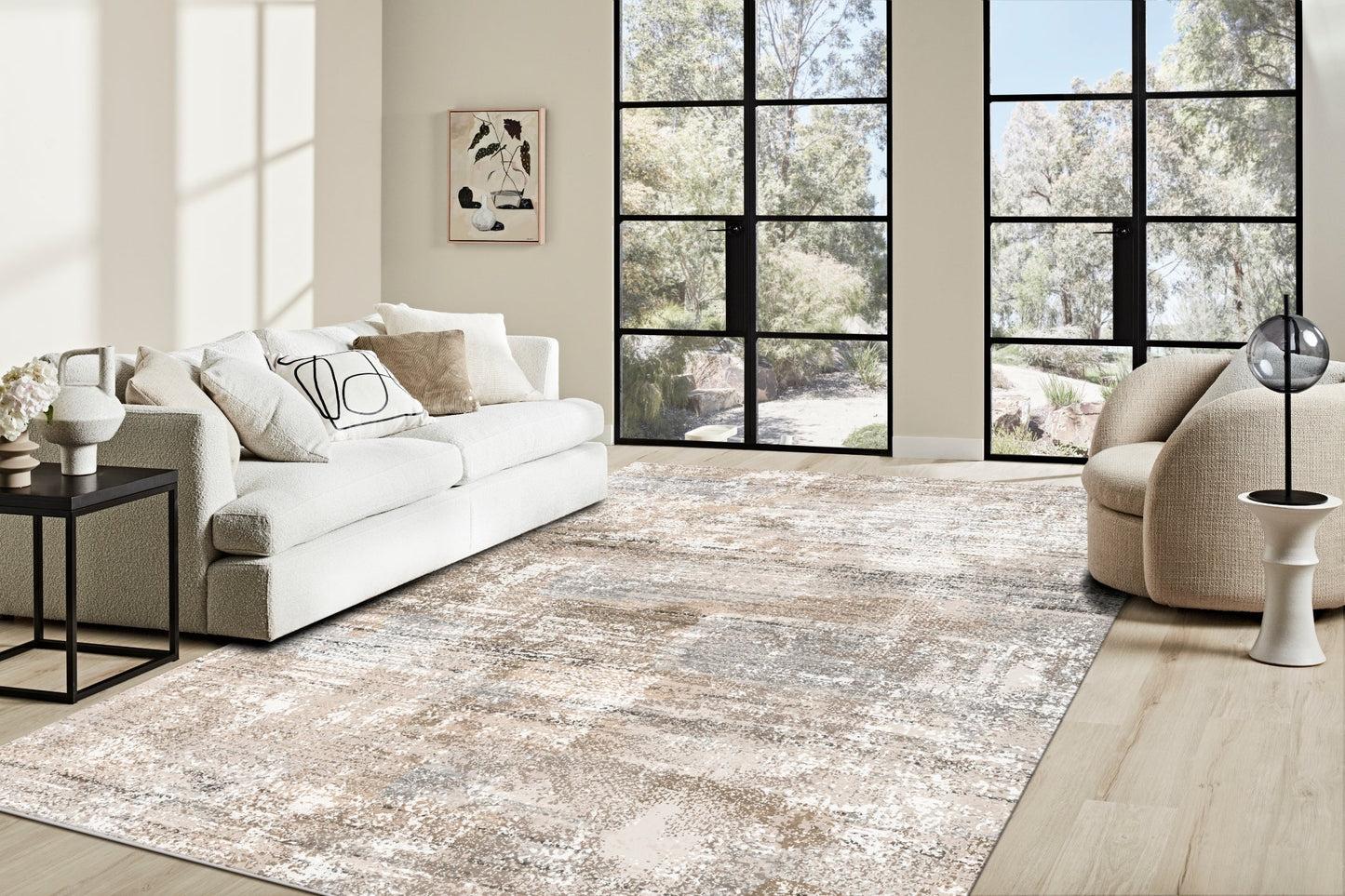 Echo 302 Grey Beige Washable Rug