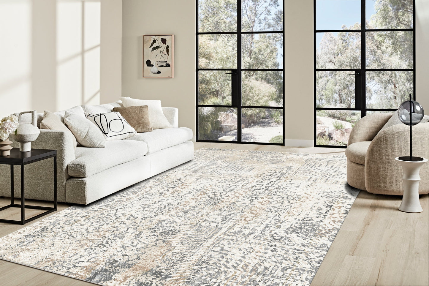 Echo 502 Grey Beige Washable Rug