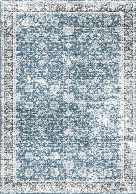 Echo 901 Grey Blue Washable Rug in Size 120cm x 160cm