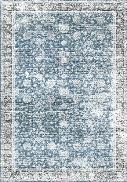 Echo 901 Grey Blue Washable Rug in Size 120cm x 160cm