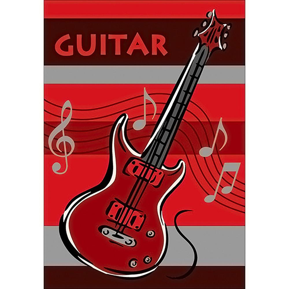 Guitar Small Rug Red 90x130cm-Theme Rug-Rugs 4 Less