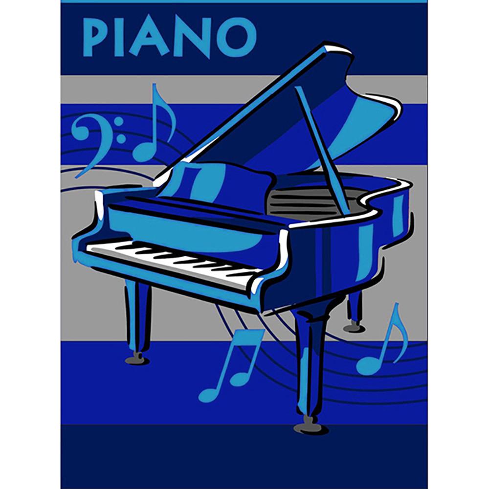 Piano Small Rug Blue 90x130cm-Theme Rug-Rugs 4 Less